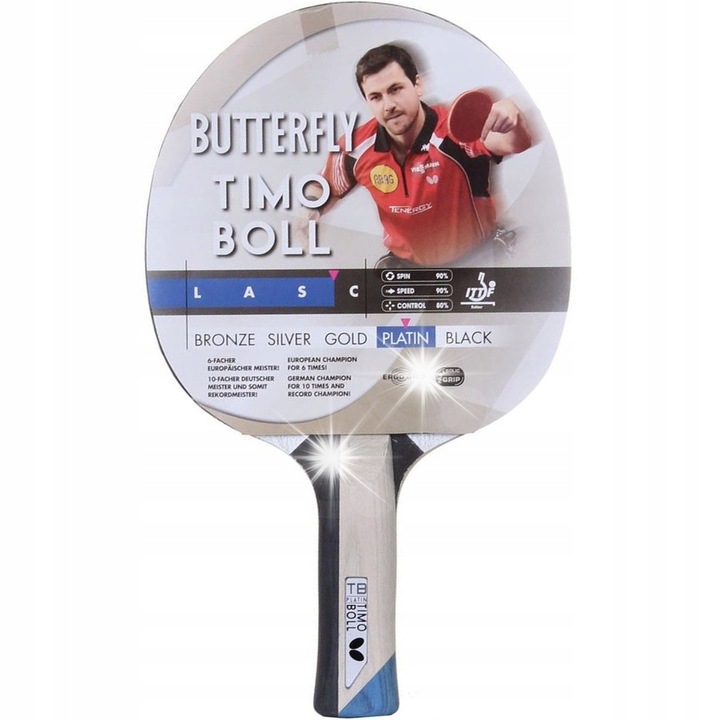 Racheta tenis, Butterfly Timo Boll Platin, 1,8 mm, greutate 170g, ergonomic