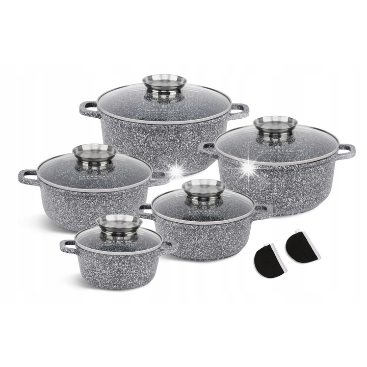 Edenberg márvány edénykészlet, 10 részes, 1.3L-5.6L, tapadásmentes, márvány bevonatú