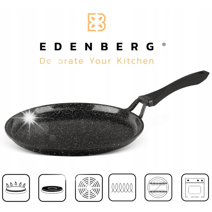 Tigaie marmura Edenberg, 20cm, non-stick, pentru clatite si oua