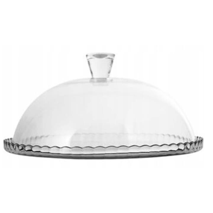 Platou cu clopot Pasabahce 32cm, sticla rezistenta, design modern