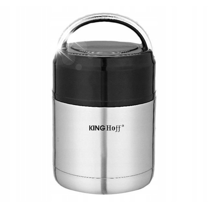 Termos 0,65l Kinghoff, din otel inoxidabil, design cu perete dublu, usor, argintiu