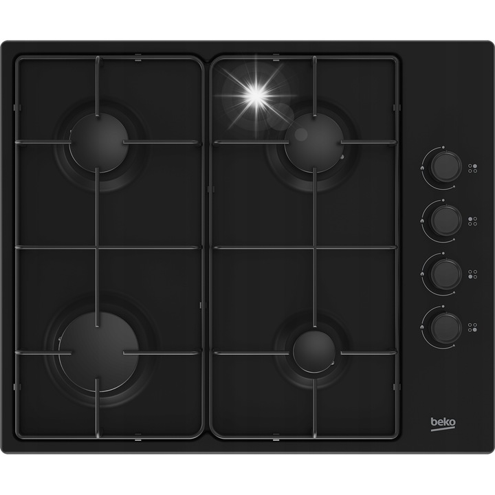 Beko HIBG64120SB gáz főzőlap, 4 égős, fekete, 61x51cm