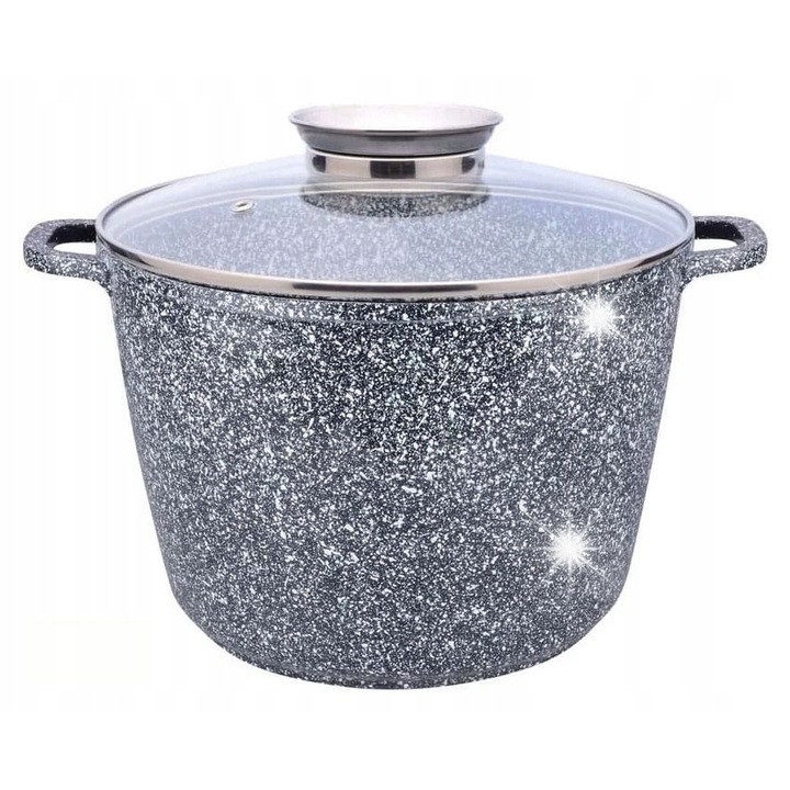 Висока тенджера Eberbach със стъклен капак, гранит, 10.3L, 28см, устойчива на температури до 450°C