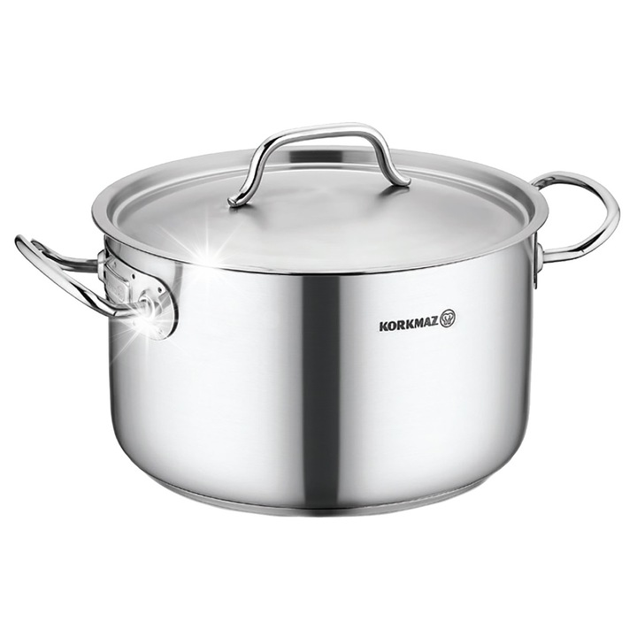 Oala din otel inoxidabil Korkmaz Proline Gastro 2.7L 18x11cm, cu capac din otel