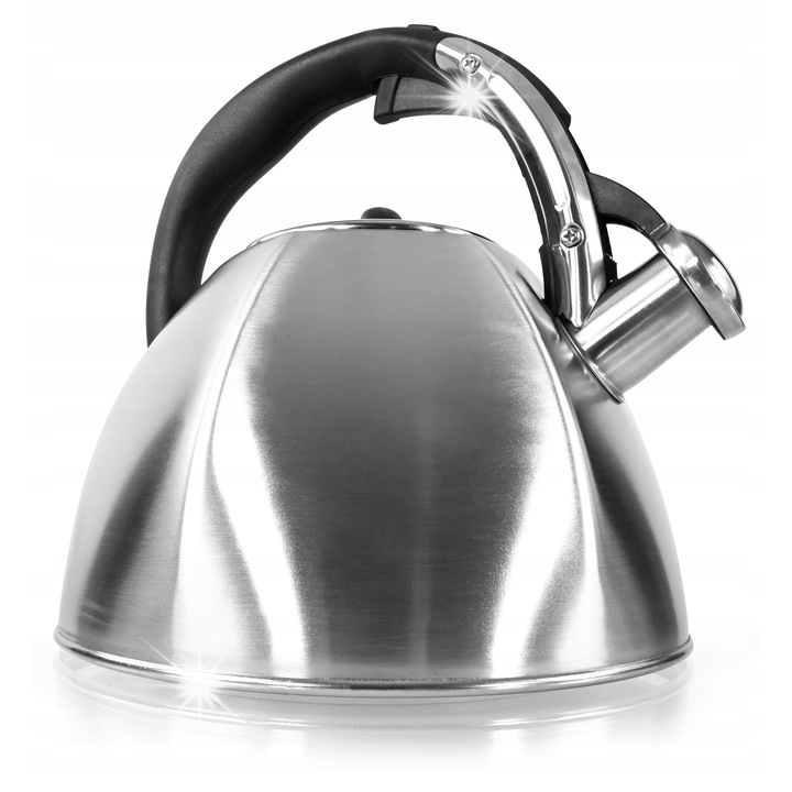 Чайник със свирка Elitehoff E5038, 3л, инокс, модерен дизайн, за всички видове котлони