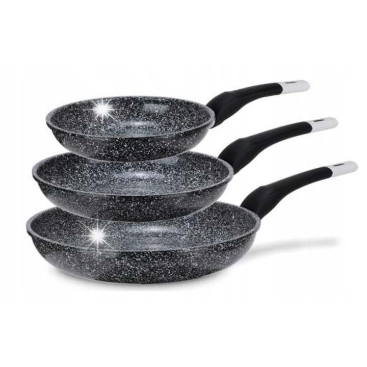 Elitehoff serpenyő készlet, fekete márvány, tapadásmentes, ergonomikus