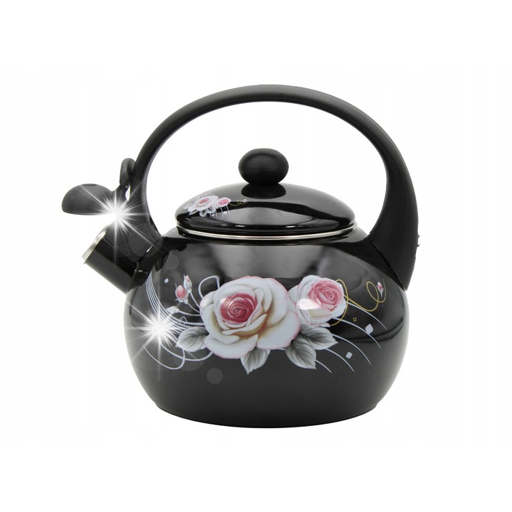 Ceainic emaliat Brunbeste 2,2L, negru, cu gura de umplere, pentru inductie