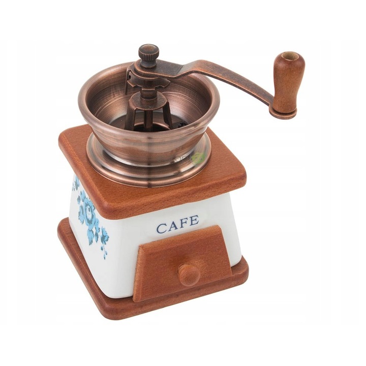 Rasnita de cafea manuala Kinghoff KH-4147, ceramic, cu carcasa din lemn, grosime de macinare reglabila