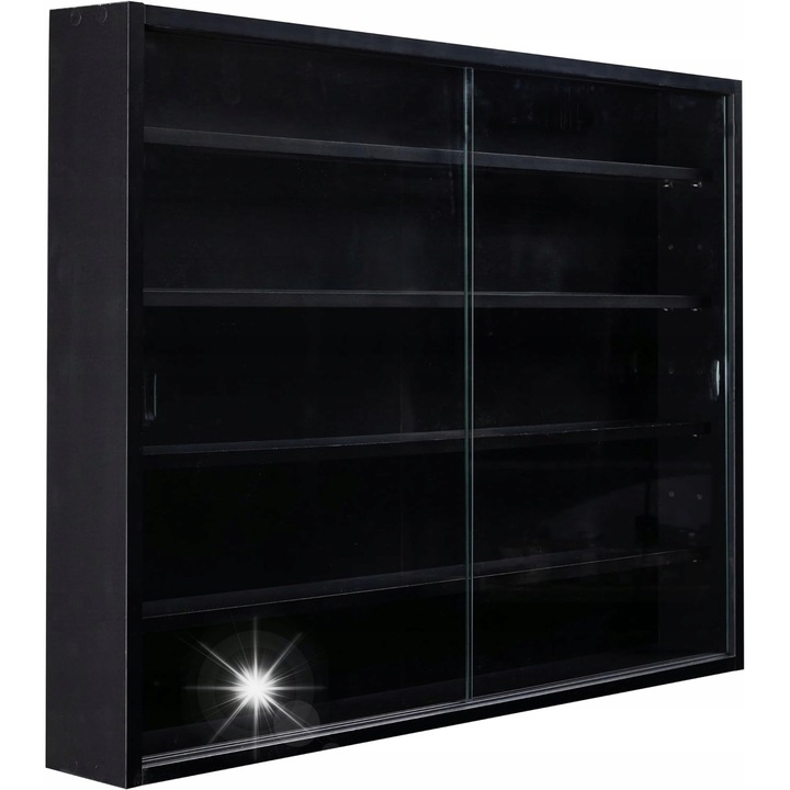 Raft pentru colectii, Inter Link, cu usi din sticla, 80x60x9,5cm, 2 polite