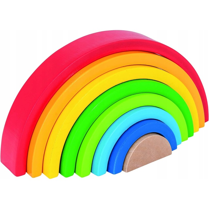 Set caramizi de lemn Simba, multicolor, 8 elemente, din lemn, pentru copii de la 1 an