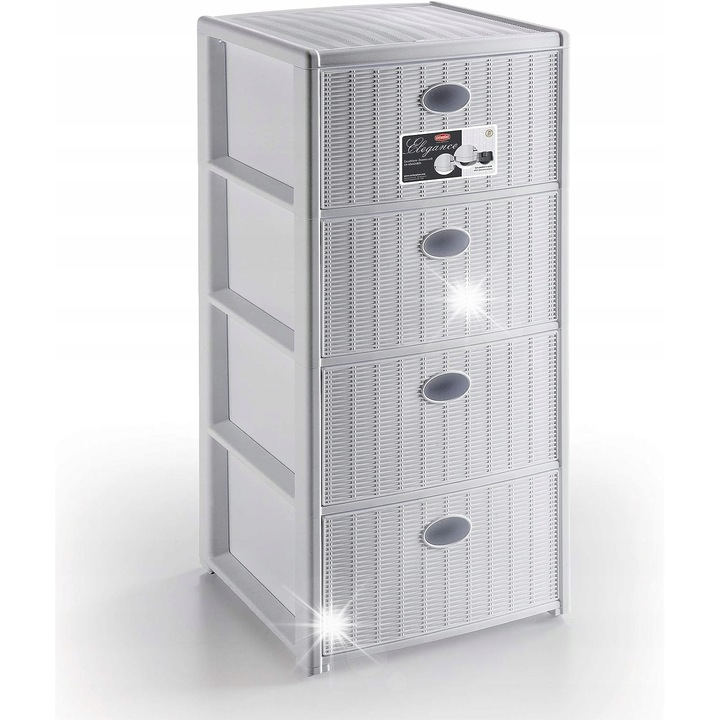 Dulap cu sertare Stefanplast, 4 sertare, alb, 40x40x80cm