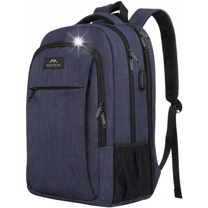 Rucsac MATEIN 17,3", 38l, waterproof, USB, albastru