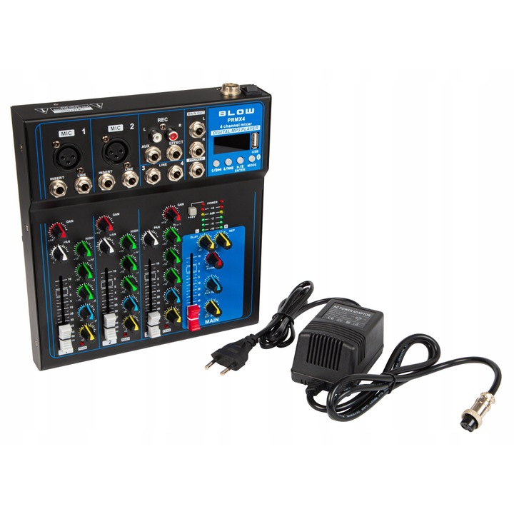 Mixer audio BLOW PRMX4 4 canale, efect de ecou, USB, 210x245x55mm