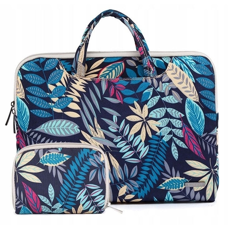 DKM, husa laptop textil cu interior din plus, rezistenta la apa, cu maner si buzunare laterale, pouch inclus, multicolor, 15-16 inch
