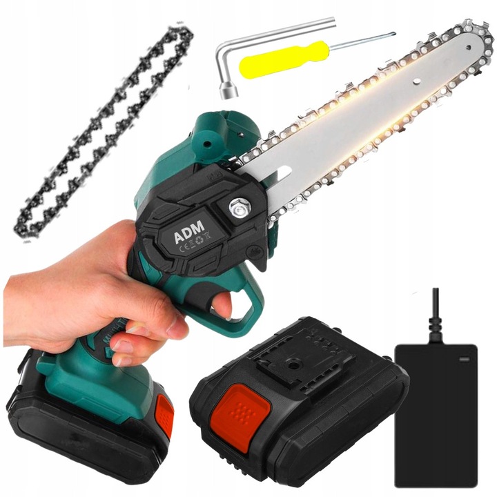 MINEXO elektromos láncfűrész, hordozható, 21V, 8m/s, 700g, 1500mAh akkumulátor