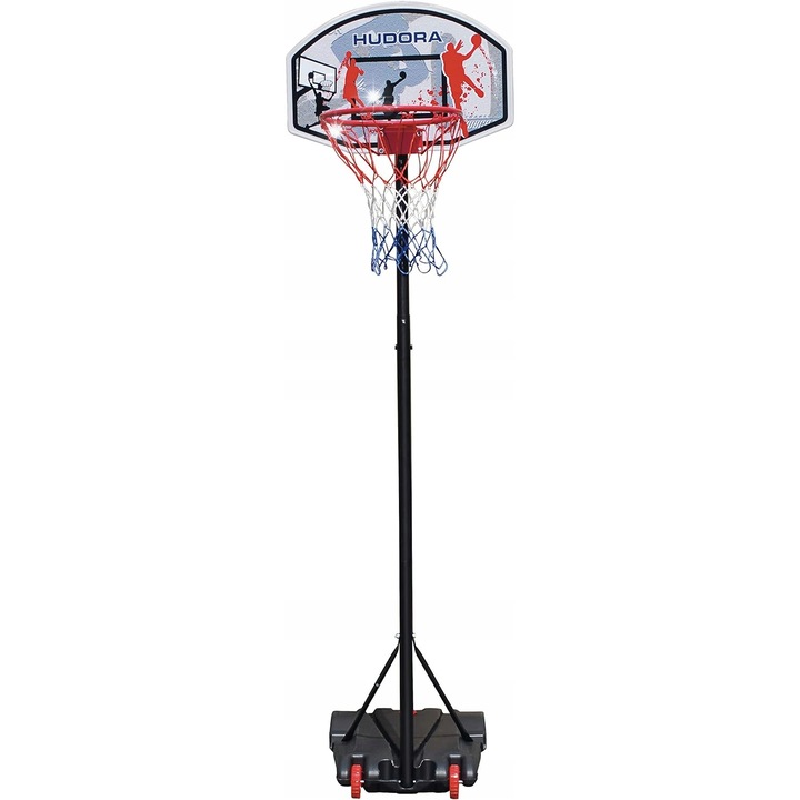Hudora hordozható kosárlabda szett, 70x45cm-es palánk, állítható magasság 165-205cm, stabil talp, kerekek a szállításhoz