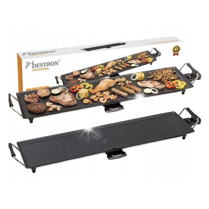 Електрически грил Bestron, 1800W, 90,5x23,7см, незалепващо покритие, пълен комплект с тава за събиране