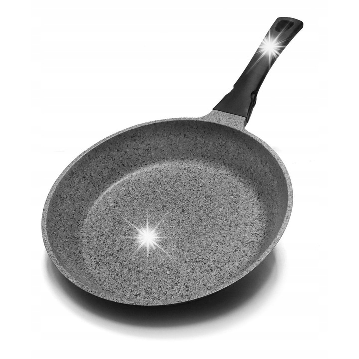 Tiross serpenyő 28cm, gránit, tapadásmentes, levehető fogantyú, minden típusú tűzhelyhez