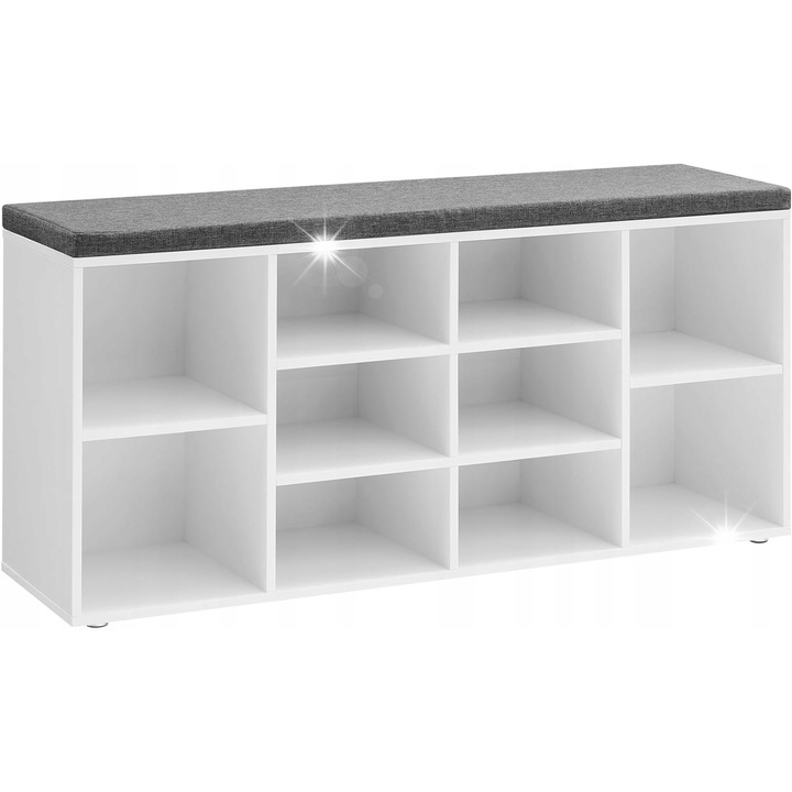 Songmics Rool minimalista cipőtartó állvány, 10 pár, szürke, ülőhellyel, mérete 30x90x45cm