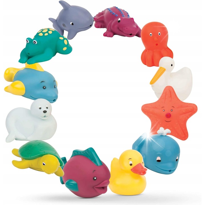 Battat fürdőjáték készlet, 12 darabos, többszínű, könnyen tárolható