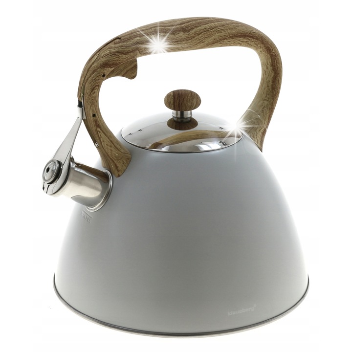 Klausberg 3L fém teáskanna, világosszürke, minden típusú főzőlaphoz, 3 literes űrtartalom