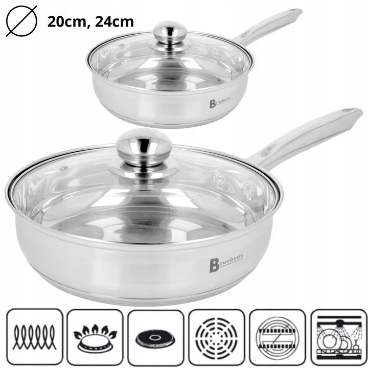 Set tigai Brunbeste din otel inoxidabil 20x24cm, cu capac, 5-straturi, ergonomice