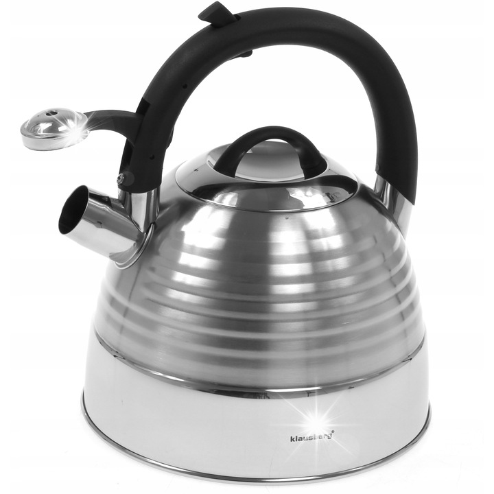 Klausberg 3L rozsdamentes acél teáskanna, ezüst, matt és fényes, 3 literes űrtartalom, minden típusú főzőlaphoz