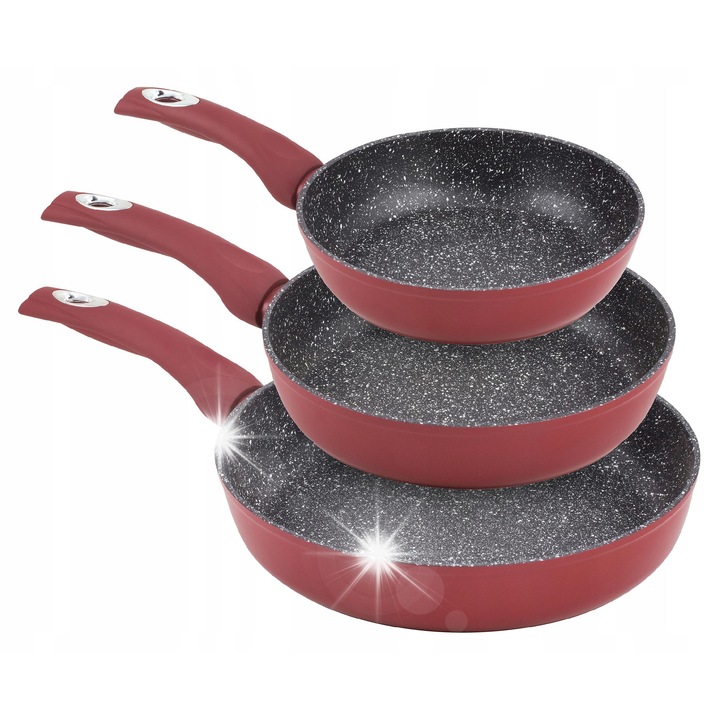 Set tigai ceramice Edenberg, 20x4.8cm, 24x5.2cm, 28x5.8cm, multicolor, potrivite pentru gaz si inductie, lavabile in masina de spalat.