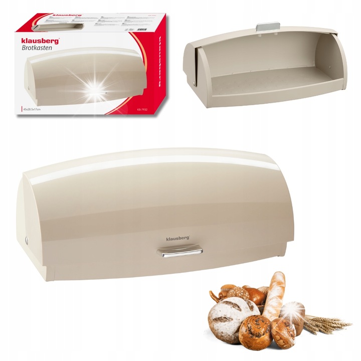 Кутия за храна Klausberg, здрава кутия за хляб, бежова, единична