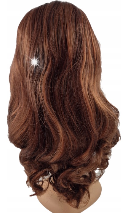 Peruca lunga, DKM, 60 cm, culoare bruna, sintetica, cu bucle