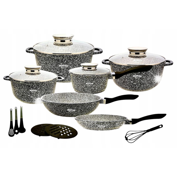 Set 16 piese oale si tigai Hoffner Elegance, culoare verde inchis, diverse dimensiuni