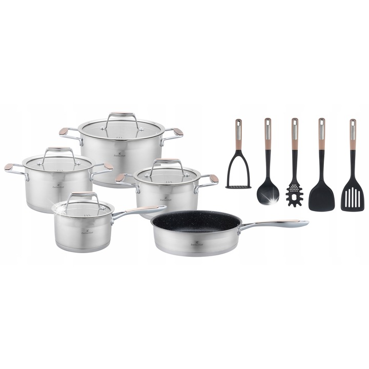 Set oale si cratite ZwillenToff 16 elemente, inox, cupru, dimensiuni variate