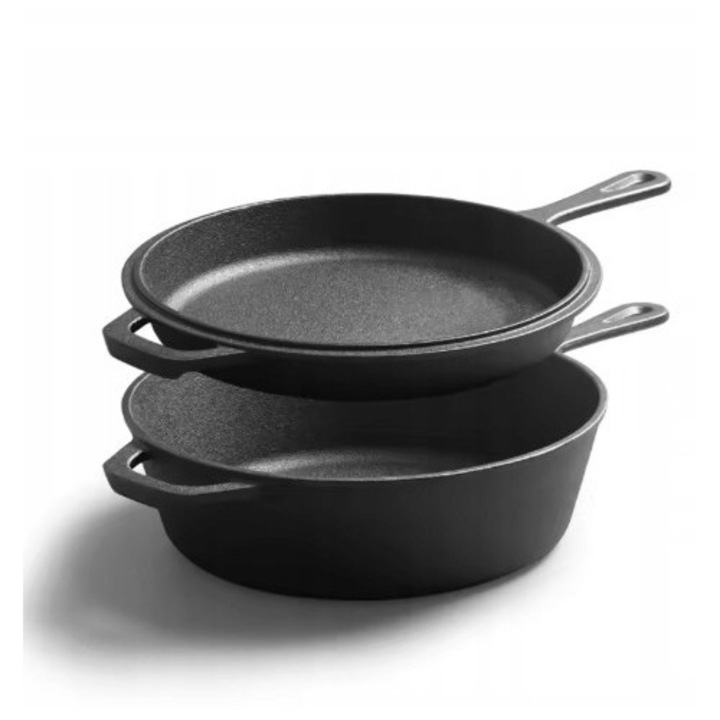 Tigaie 26cm Krisberg 2 in 1, pentru prajire si gatire, culoare neagra