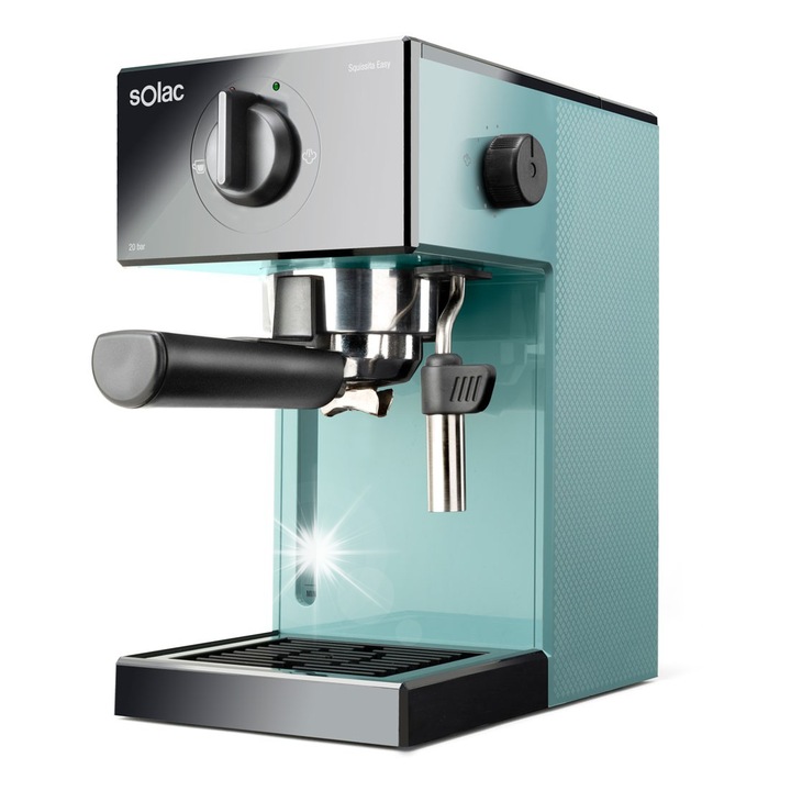 Espressor Solac Squissita Easy, 1,5l, 1050W, 20 bar, albastru, dimensiuni 28x15x24cm