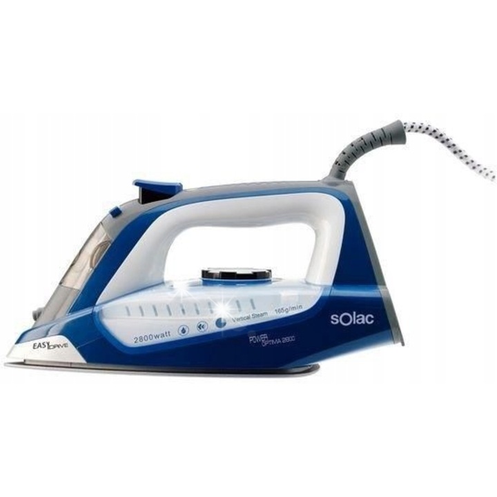 Fier de calcat cu abur Solac 2800W, 180g/min, rezervor 0,38L, sistem auto-curatare, cablu 2m