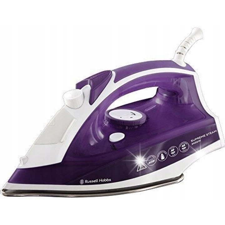 Парна ютия Russell Hobbs, 2400W, 110г/мин пара, функция против капене, 300мл резервоар, 2м кабел, лилава
