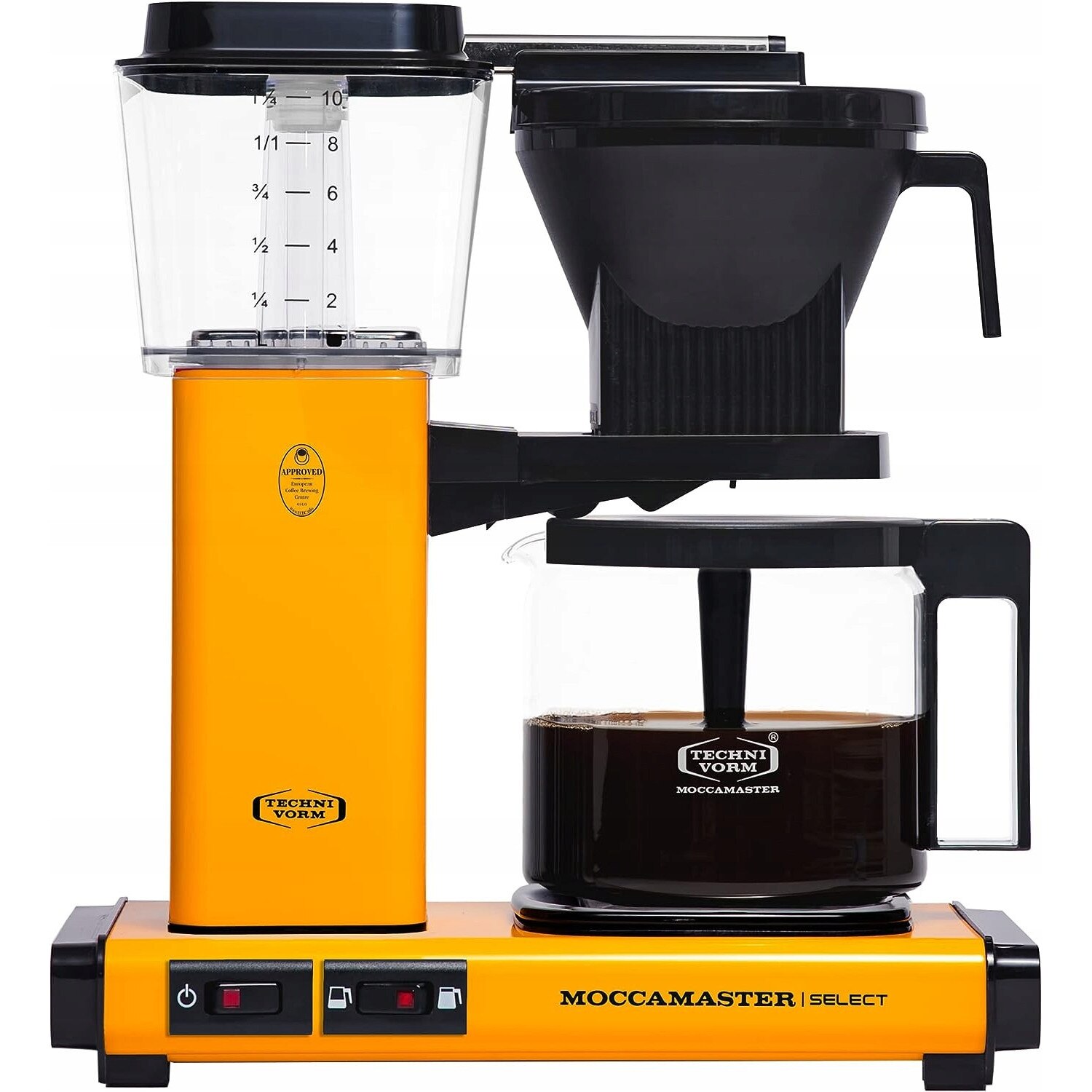 Cafetiera Moccamaster, 1,25L, negru, galben, 1520W, 170x330x360mm