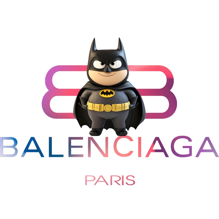 Sticker Adeziv Cu Batman, Cu Textul "Balenciaga Paris" - Design 1, cu Margini Albe, PVC Vinyl 60CM