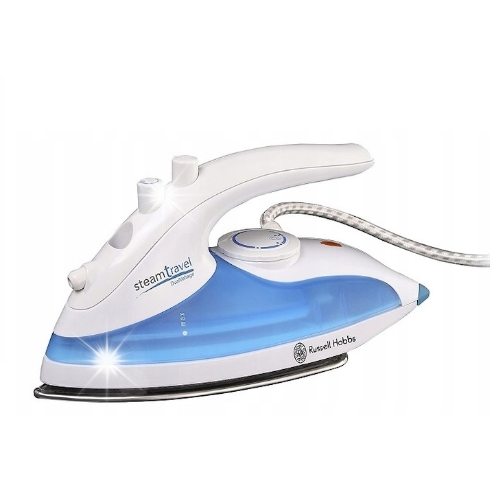 Fier de calcat de calatorie Russell Hobbs, 760W, talpa din inox, rezervor 80ml, compact