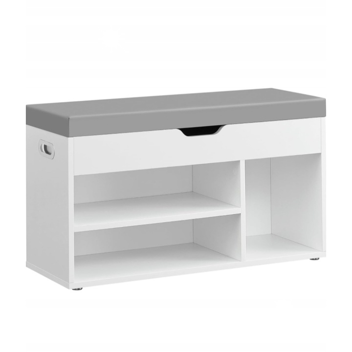 Cipőpad, Songmics, fehér, 30x80x44cm, teherbírás 150kg, tárolórekesszel