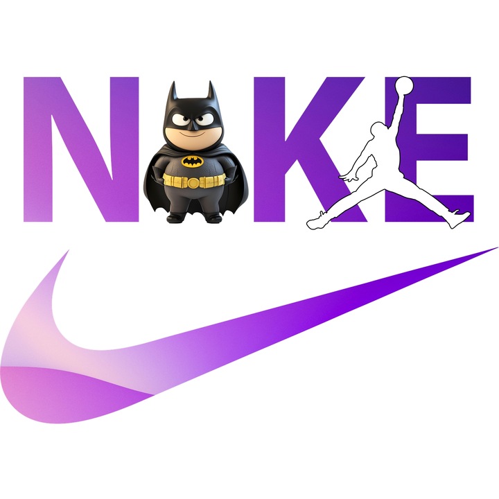 Sticker Adeziv Cu Batman, Cu Textul "Nike Jordan" - Design 1, cu Margini Albe, PVC Vinyl 10CM