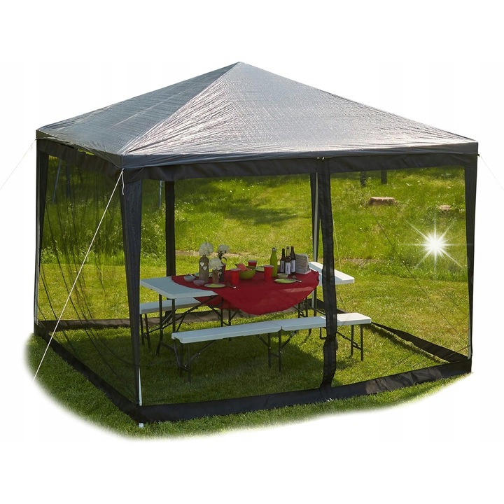 Мрежа с цип за павилион Relaxdays, 12м x 2м, черна