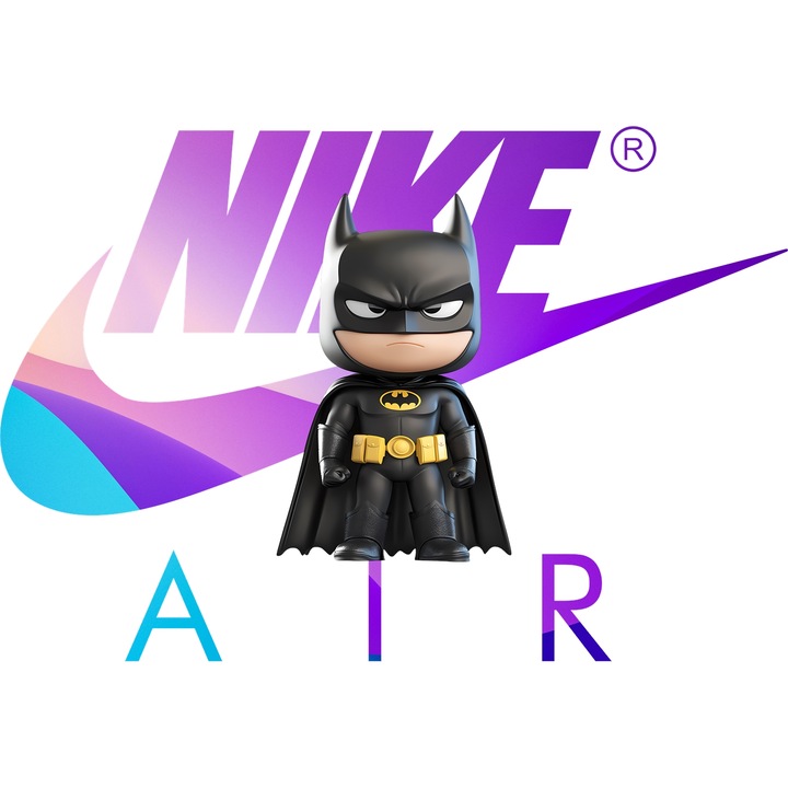 Sticker Adeziv Cu Batman, Cu Textul "Nike Air" - Design 3, cu Margini Albe, PVC Vinyl 90CM