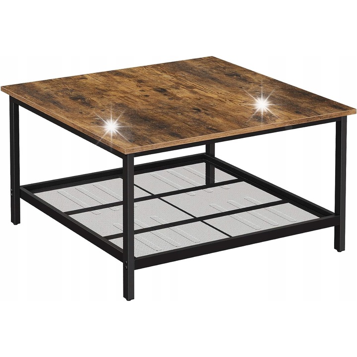 Mese, Songmics, masa de cafea patrata, vintage-negru, 80x80x45cm, design rustic