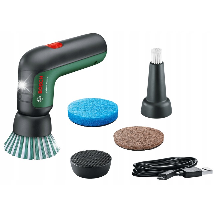 Perie de curatare fara fir cu acumulator, BOSCH, 3.6V, IPX5, 140x45x100mm, set cu accesorii