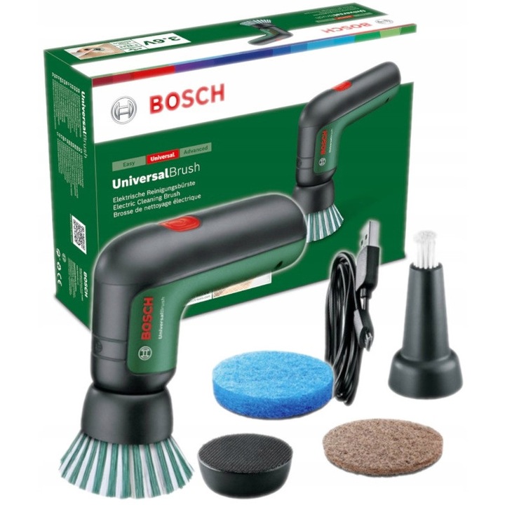 Perie de curatare fara fir cu acumulator, BOSCH, 3.6V, IPX5, 140x45x100mm, cu accesorii