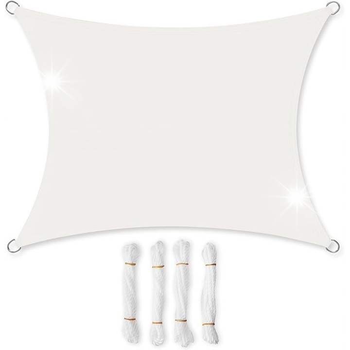 Zagau de soare, Songmics, 3x4m, waterproof, 93% protectie UV, alb