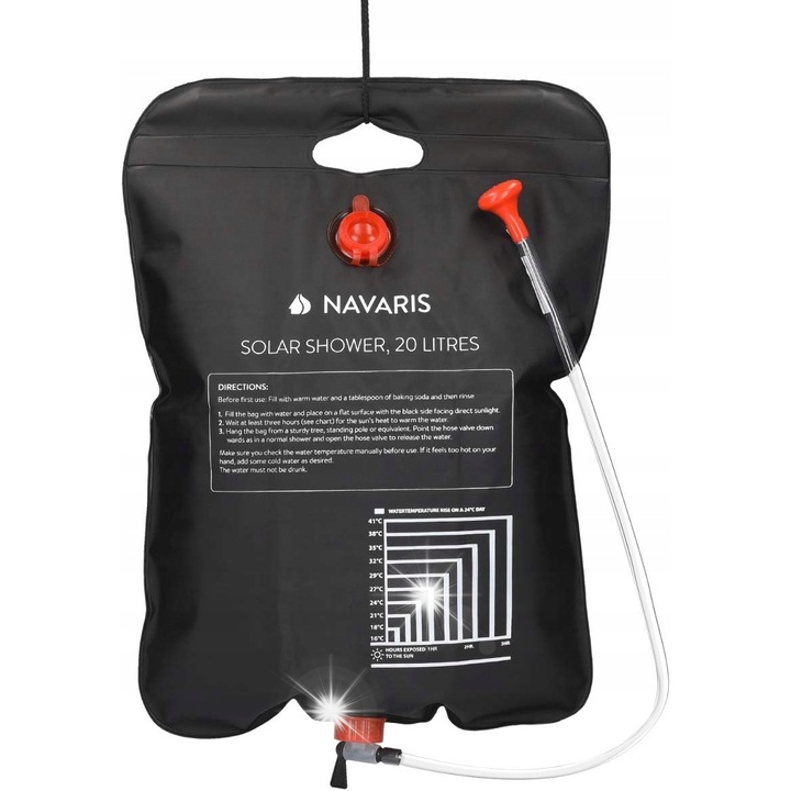 Dus camping solar, Navaris, 20l, set pentru padure