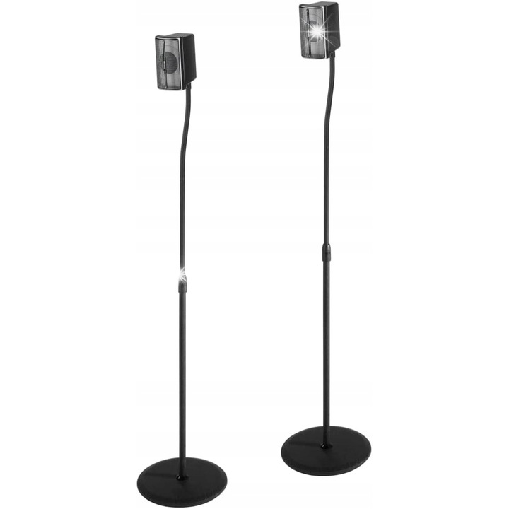 Stativ pentru difuzoare Hama Slim, set 2 bucati, inaltime ajustabila 75,8-123 cm, capacitate 5 kg, negru