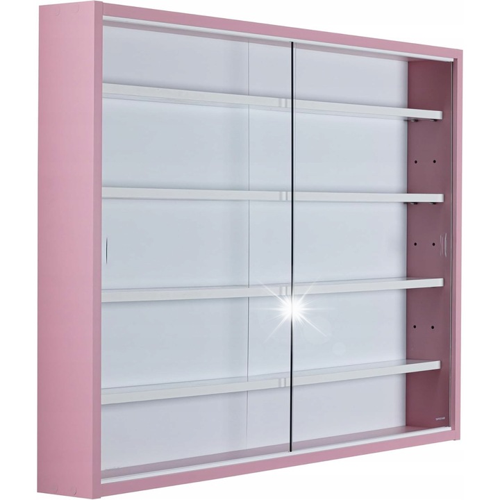 Raft suspendat Inter Link, 5 polite, design cu usi glisante, 60x80x9.5cm, material MDF si sticla sigura